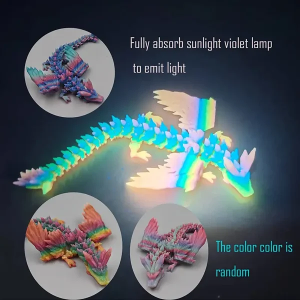 Dragón Articulado Arcoíris con Brillo en la Oscuridad (Impreso en 3D) - Imagen 4
