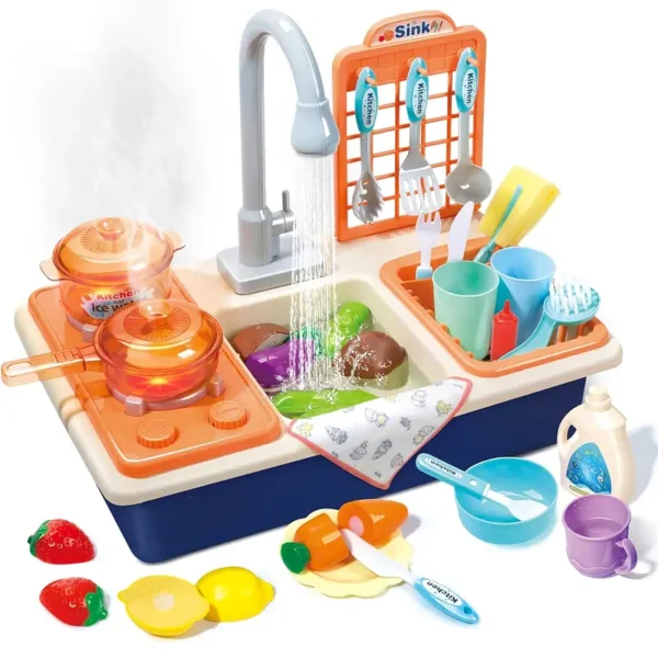 Fregadero de Juguete HZMSJ con Ciclo de Agua, Vapor y Grifo Móvil